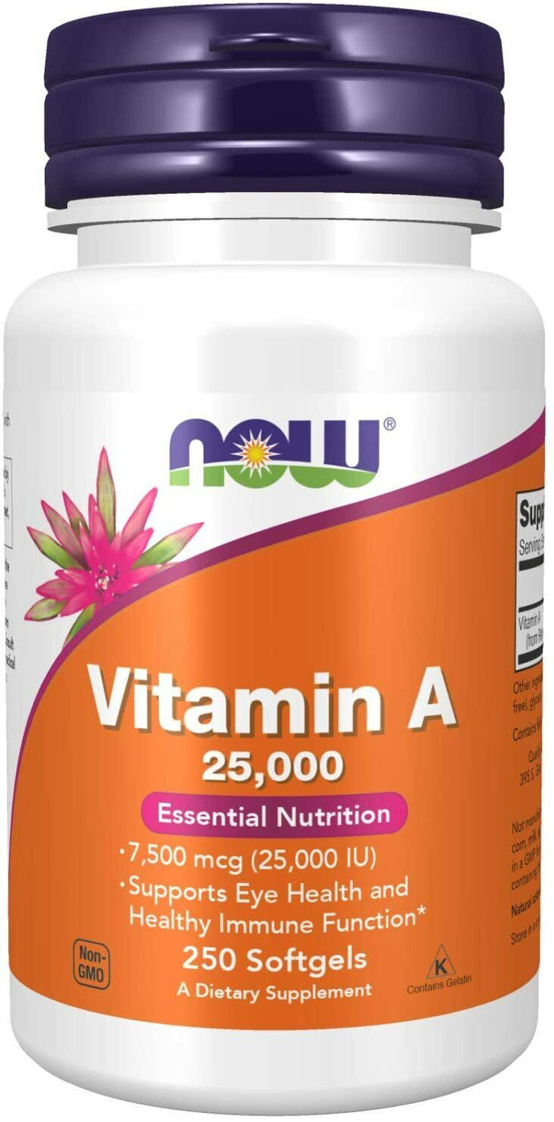 NOW Foods Vitamina A, 25.000 UI, 250 Cápsulas Blandas