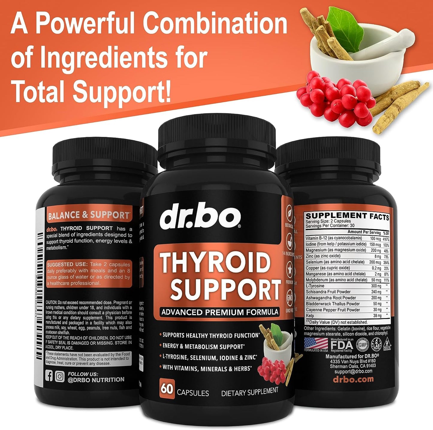 Thyroid Support Natural Metabolism, Mood & Energy 