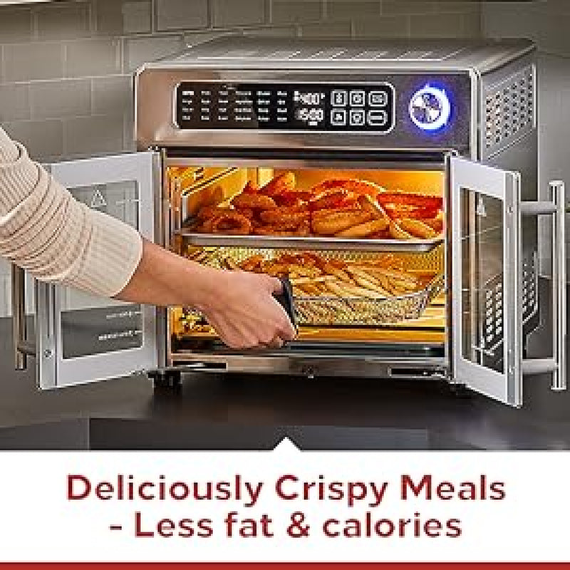 26 Qt Extra Large Air Fryer Convection Toaster Oven French Doors Stainless Steel