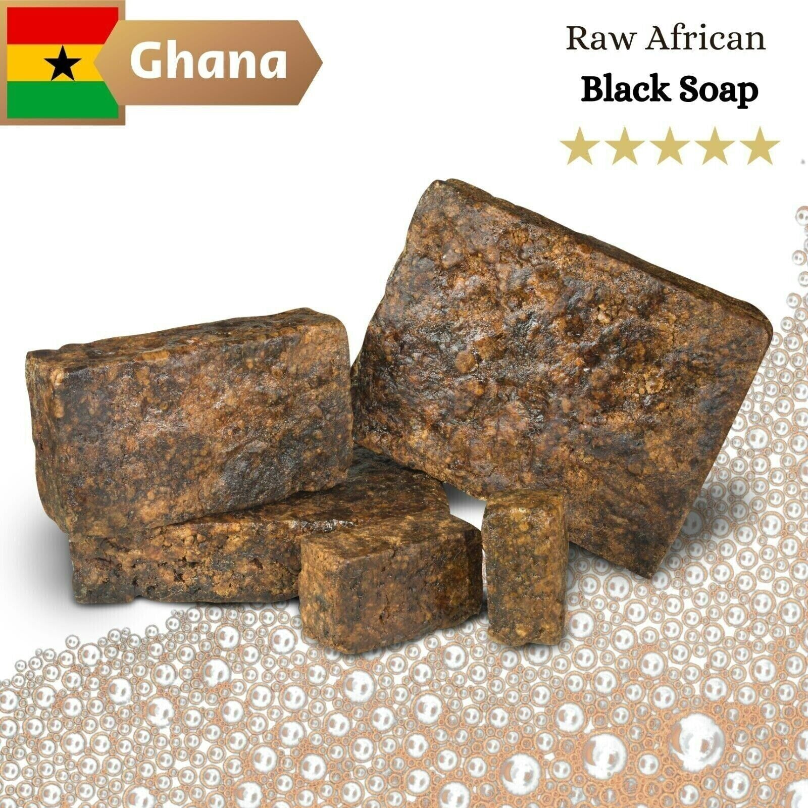 Raw African Black Soap Bar 100% Raw Organic Unrefined