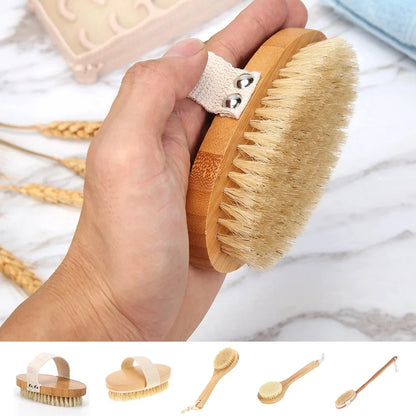 Eco Wooden Body Brush Natural Boar Bristle Organic Dry Skin Body Brush Bamboo