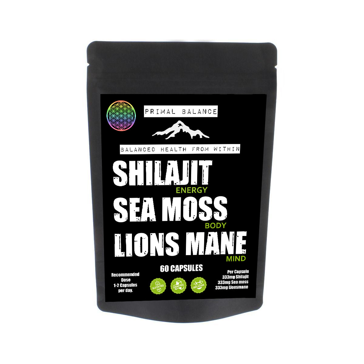 Shilajit Sea Moss and Lions Mane - 60 Caps | 1000MG BEST VALUE!