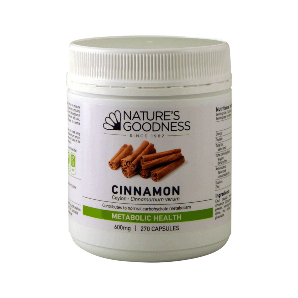 New Nature'S Goodness Cinnamon 600Mg 270 Capsules Natures Goodness Ceylon