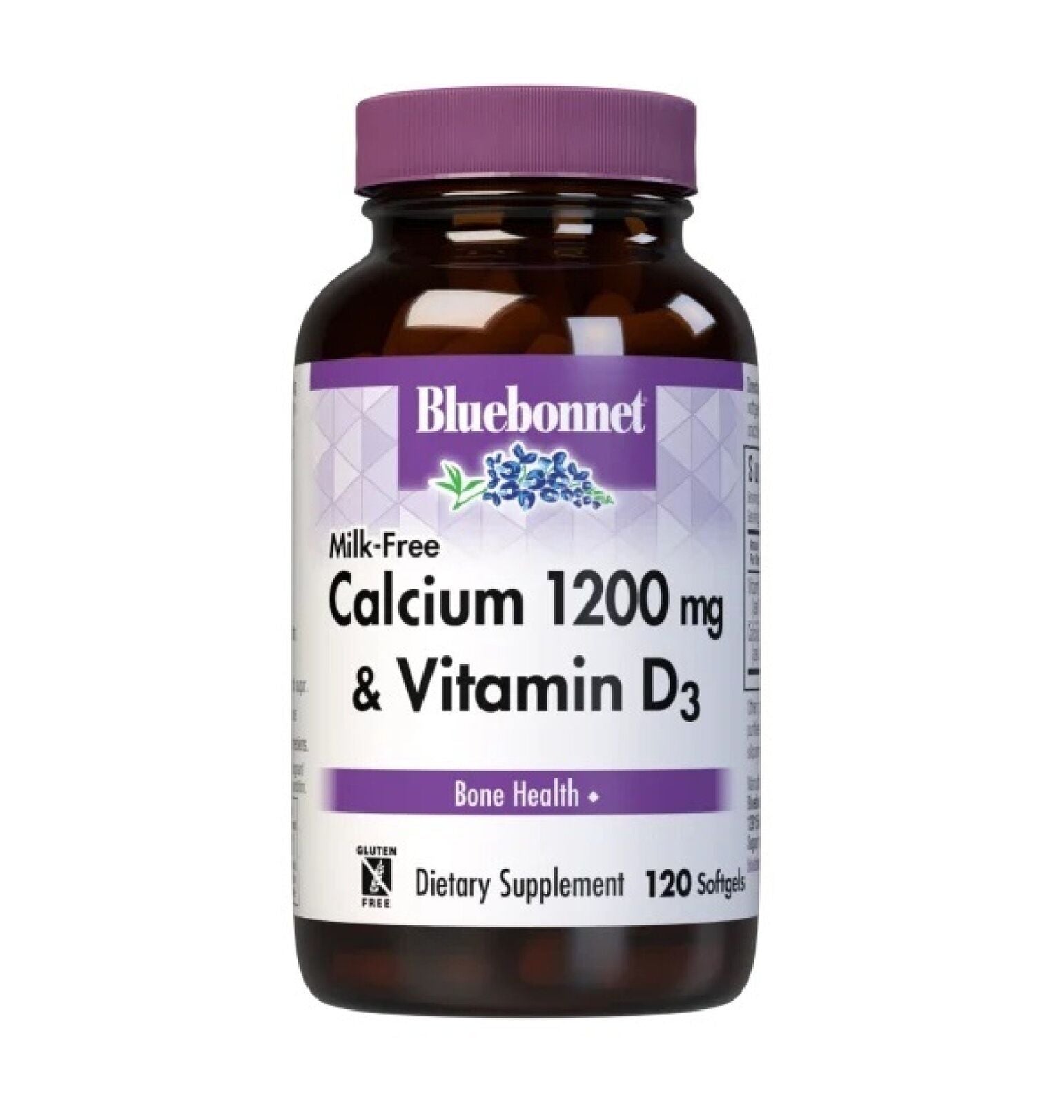 Bluebonnet Milk-Free Calcium 1200 Mg & Vitamin D3 120 Softgel