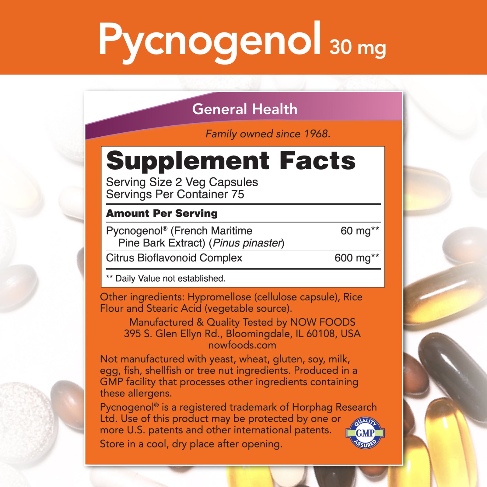 NOW Foods Pycnogenol, 30 Mg, 150 Veg Capsules