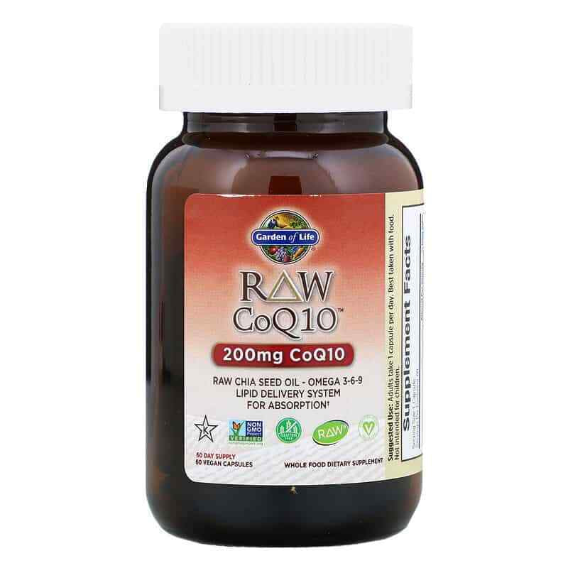 GARDEN of LIFE RAW Coq10 (Coenzyme Q10) 60 Capsules