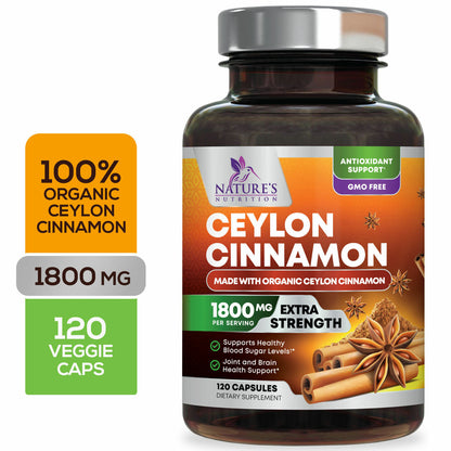 True Organic Ceylon Cinnamon Capsules 1800Mg Highest Potency Blood Sugar Support