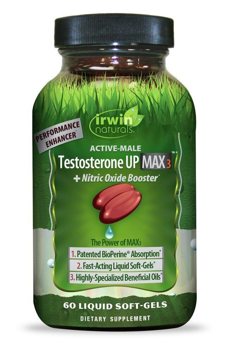 Irwin Naturals Testosterone up Max3 + Nitric Oxide Booster 60 Liquid Softgel