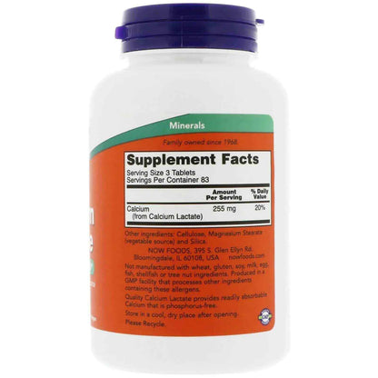 Calcium Lactate 250 Vegetarian Tablets Supports Bone Health