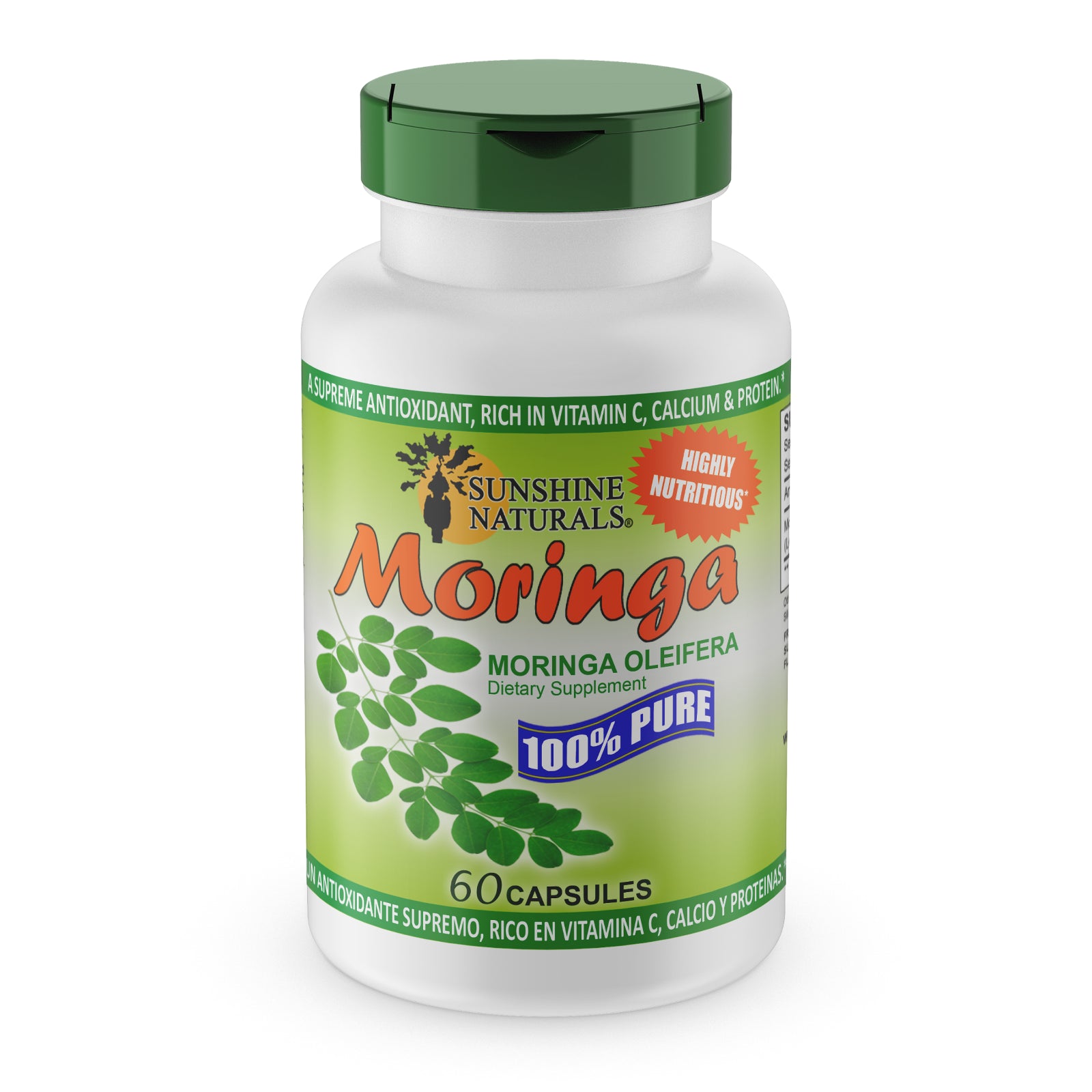 Sunshine Naturals Moringa Leaf 60 Capsules Made in the USA Antioxidant