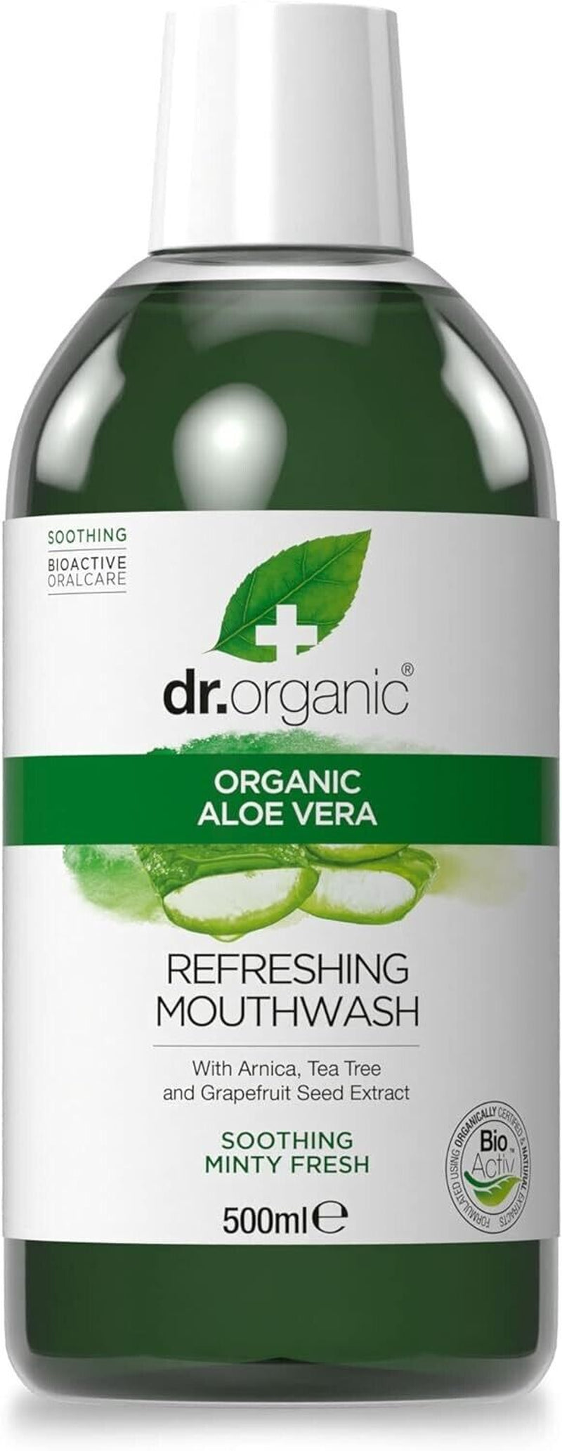 Dr Organic Purifying Mouthwash Aloe Vera Arnica Tea Tree Grapefruit Seed 500Ml