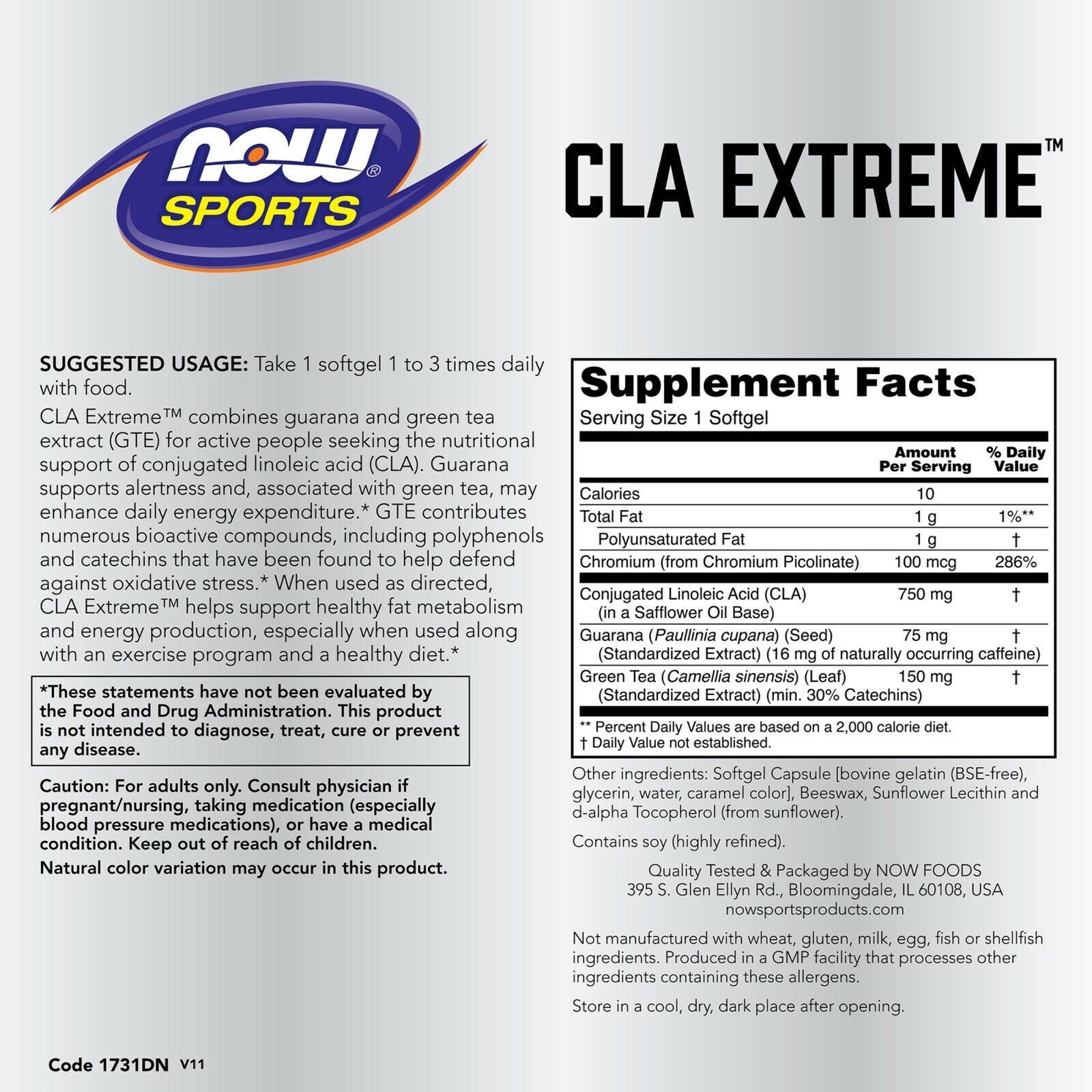 NOW Foods CLA Extreme, 750 Mg, 90 Cápsulas Blandas