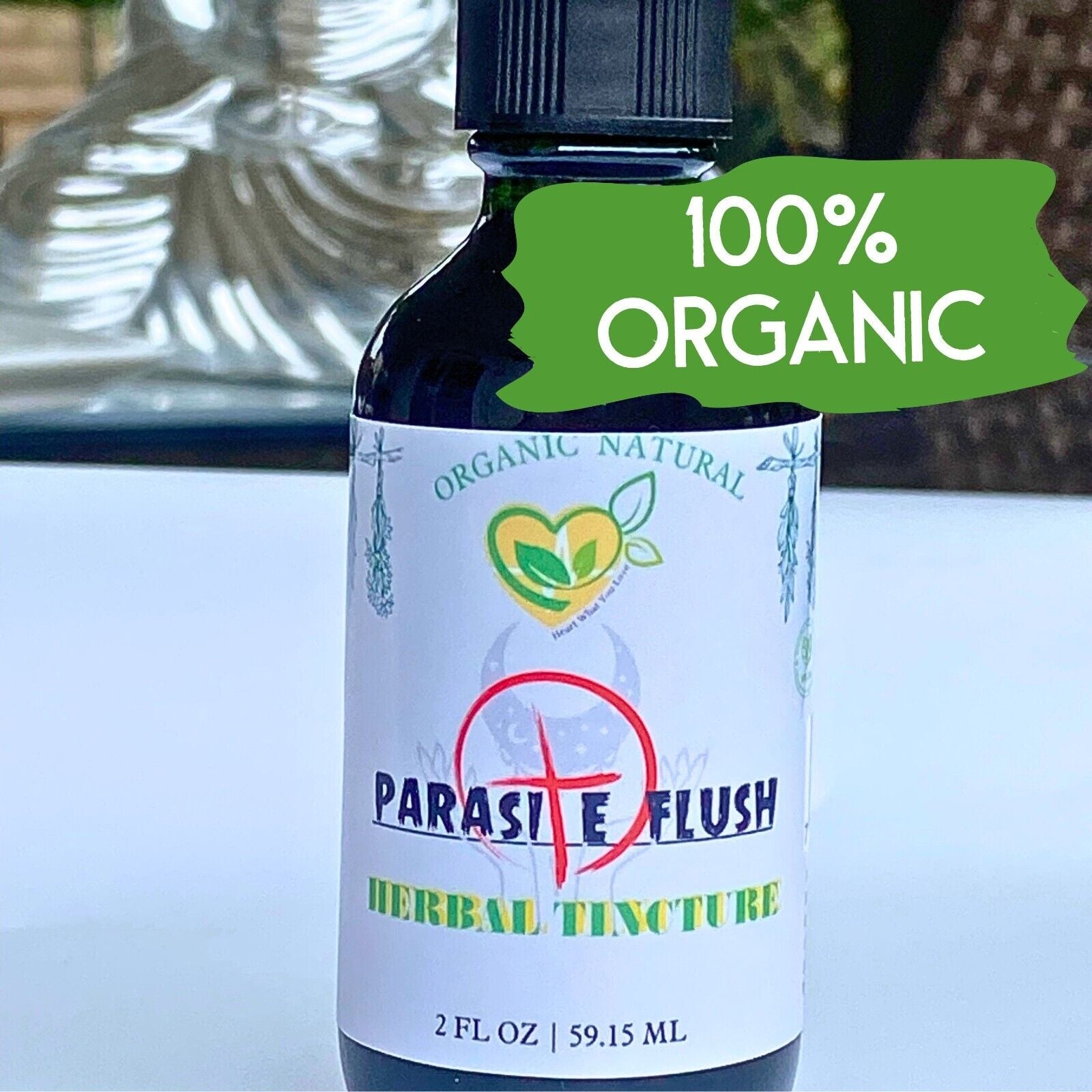 Parasite Flush Tincture Organic Liquid Herbal Drops Detox 2 FL OZ Concentrated