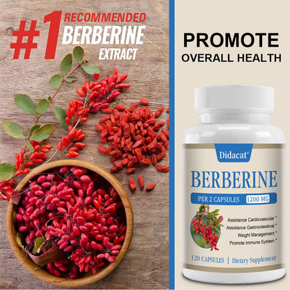 1200Mg Berberine Capsules, Weight Management, Cardiovascular & Immune Health