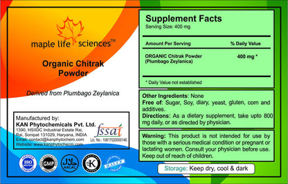 ORGANIC Chitrak Powder Plumbago Zeylanica Helps Indigestion Dyspepsia Nausea