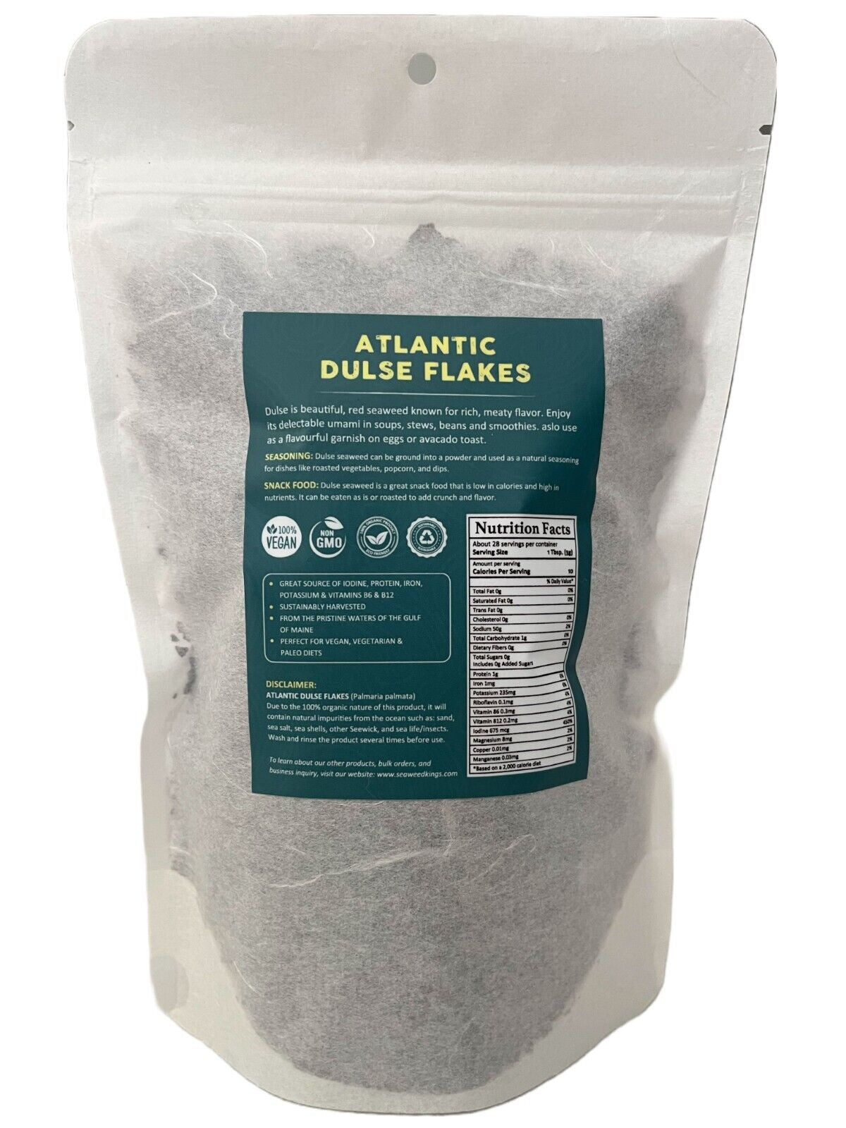 Atlantic Dulse Flakes Organic Maine Coast Wild Atlantic Sea Vegetables Raw Vegan