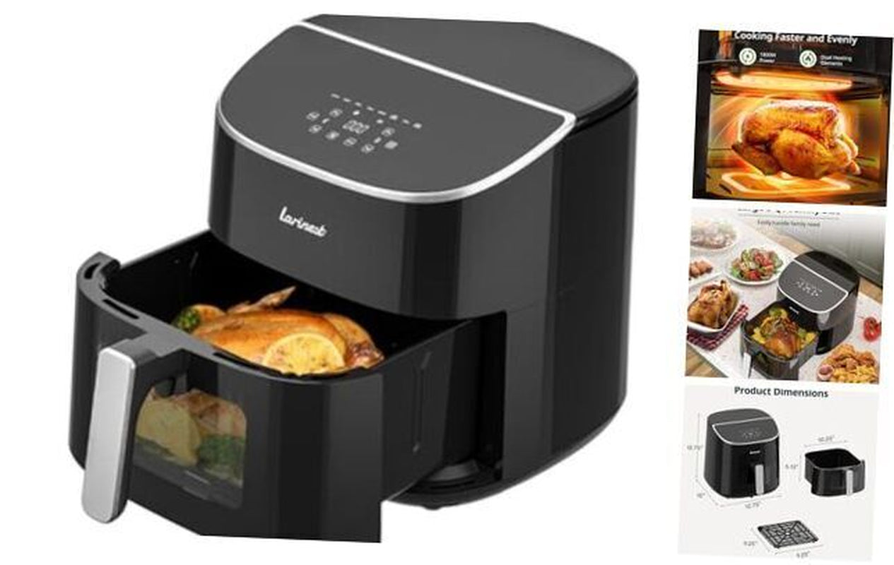 Air Fryer 8Qt plus Oilless 8-In-1 Family Size Airfryer,Easy Viewing Window And