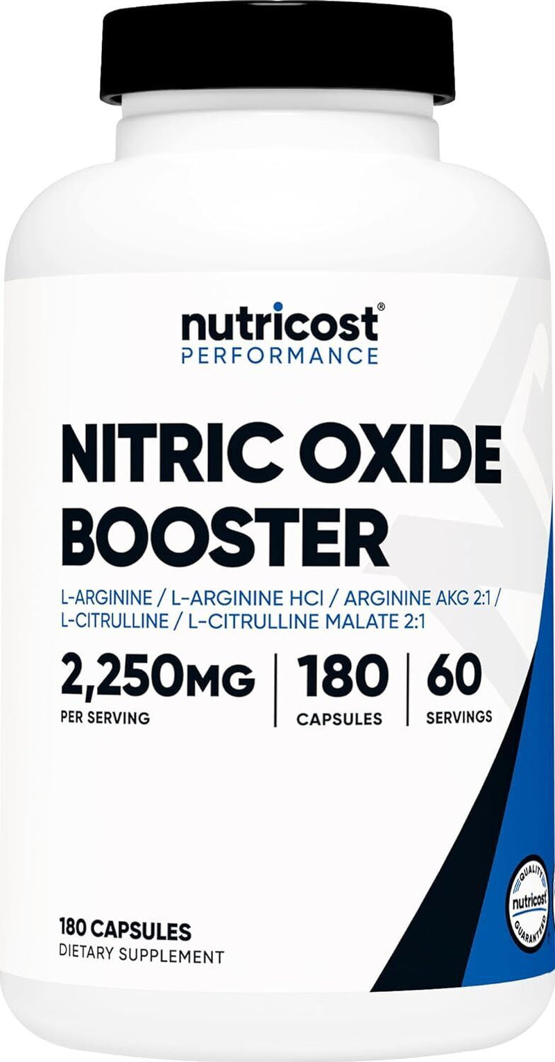 Nutricost Nitric Oxide Booster 750Mg, 180 Capsules - 2250Mg per Serving - Gluten