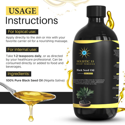 Black Seed Oil, 16 Oz, Glass Bottle, Cold Pressed, All Natural