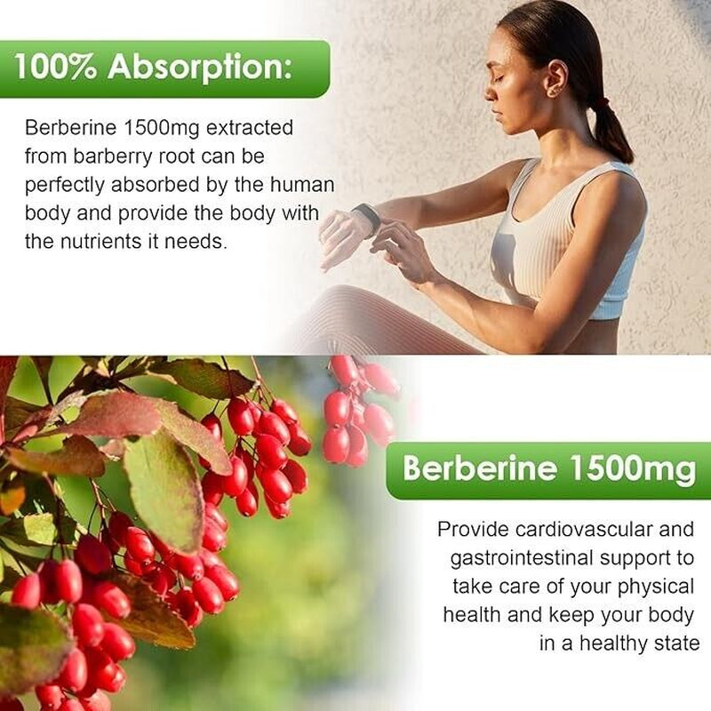 Berberine Supplement 1500Mg, Organic Berberine Liquid Drops with Ceylon Cinnamon