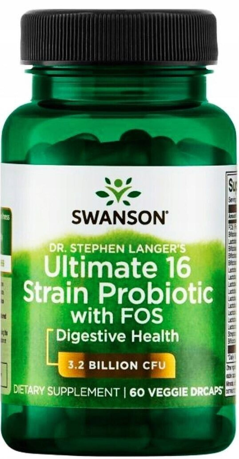 Swanson Ultimate 16 Strain Probiotic with FOS 3,2 Billion CFU 60 Veg Capsules