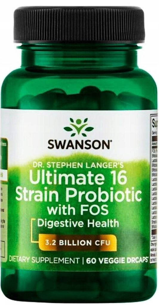 Swanson Ultimate 16 Strain Probiotic with FOS 3,2 Billion CFU 60 Veg Capsules