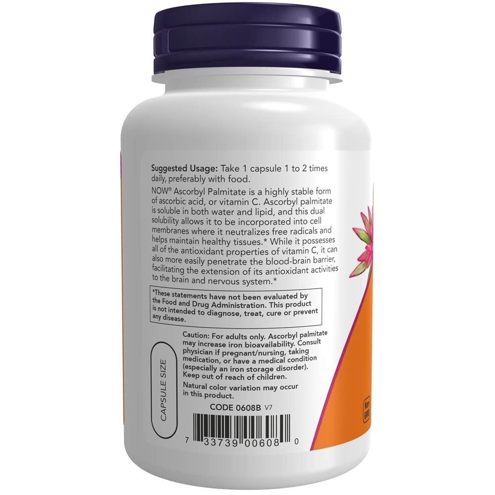 Antioxidant Ascorbyl Palmitate 500Mg 100 Vcaps Now Foods