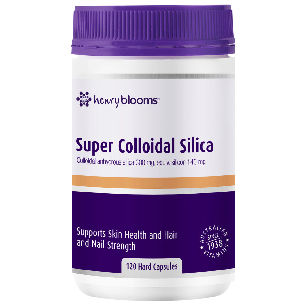 Henry Blooms Super Colloidal Silica 120 Capsules Supports Skin Health Hair Nail