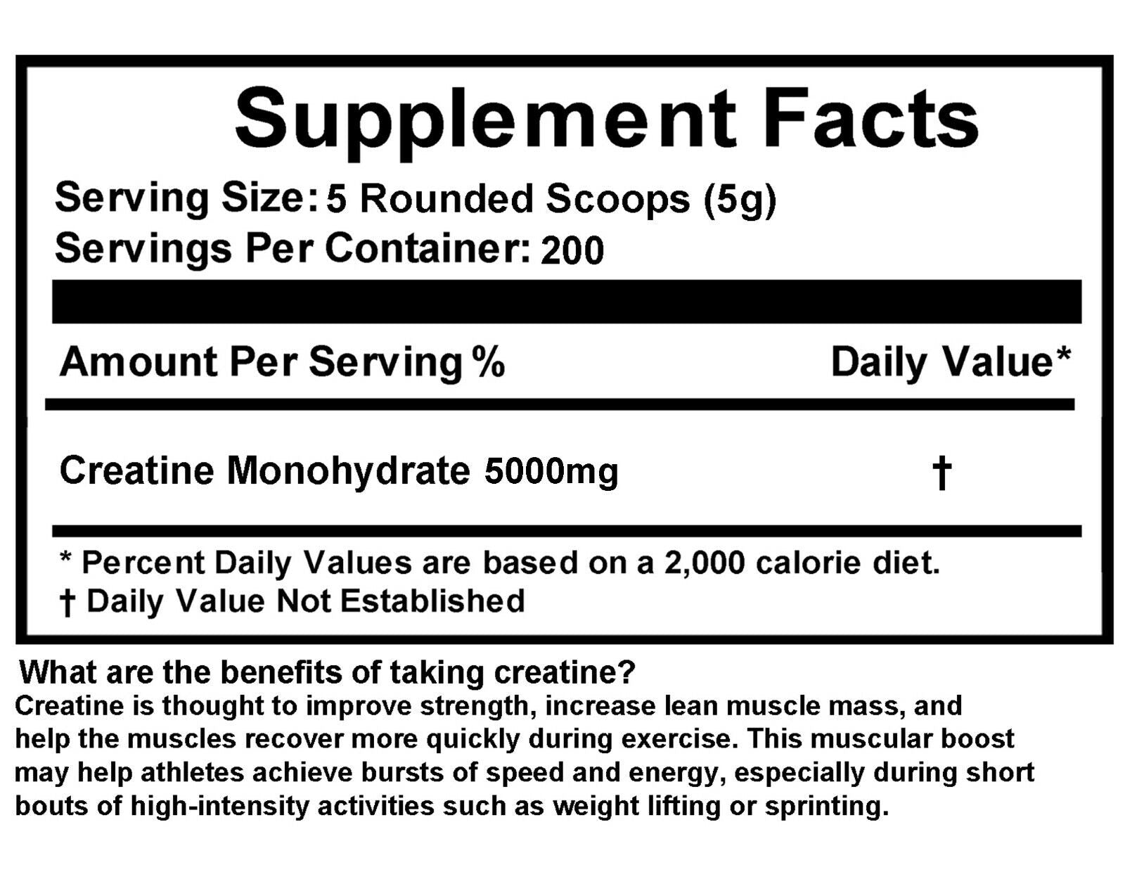 Creatine Monohydrate 100% Pure Powder 1000G (2.2 Lb) Micronized by FDC NUTRITION