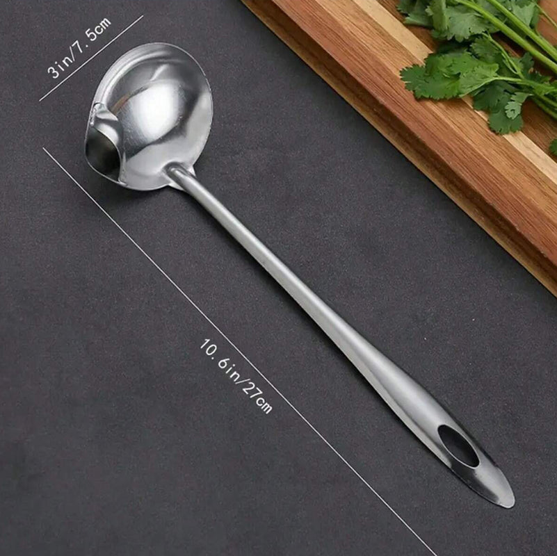 Stainless Steel Oil Separator Soup Ladle, Kitchen Fat Skimmer - Grease Strainer