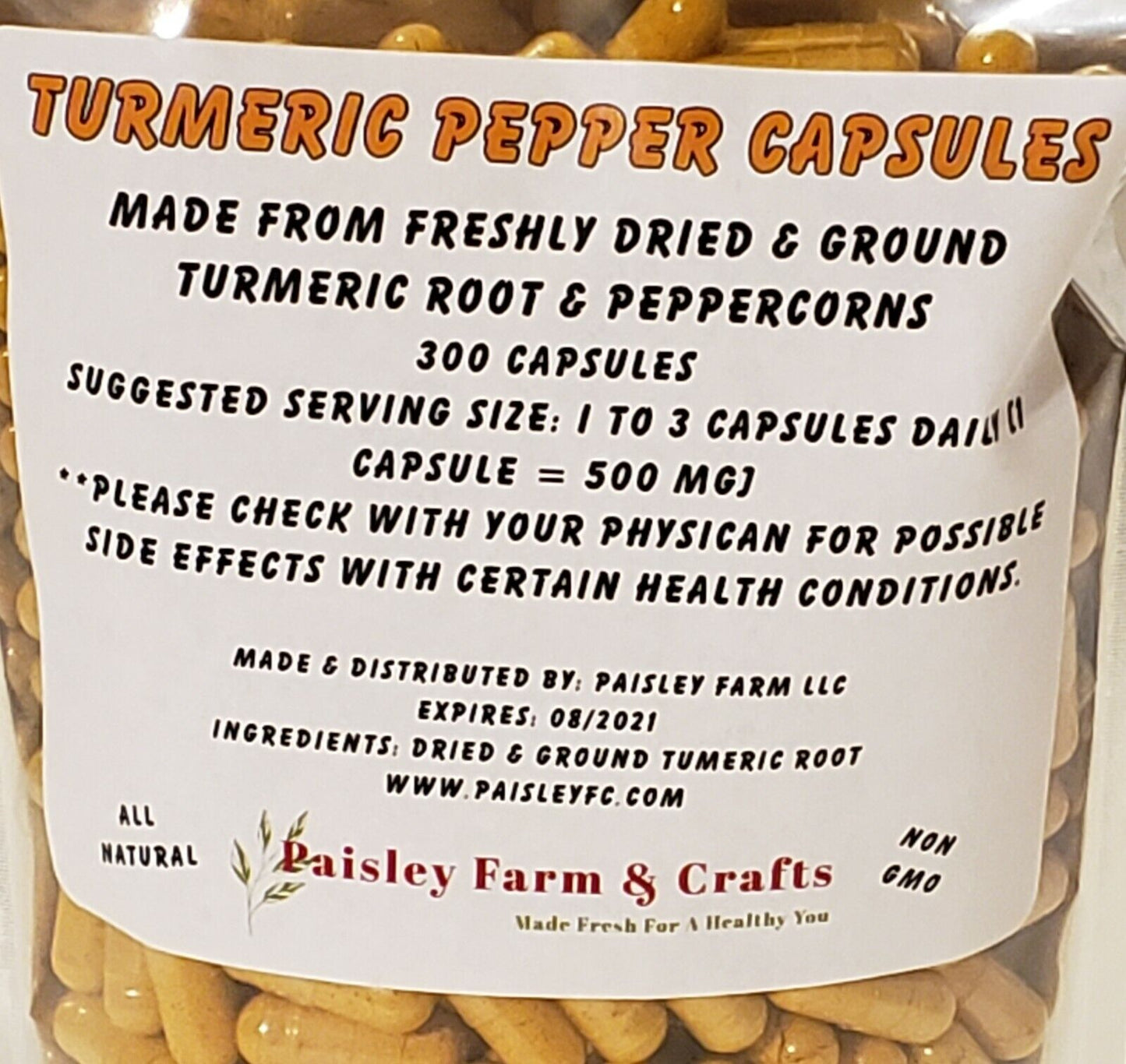 Turmeric Capsule & Ginger Root Capsule Value Pack Combo! Made Fresh on Demand!