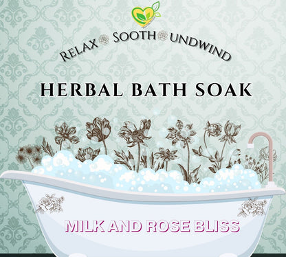 Milk and Rose Bliss : Herbal Bath Spa Soak Natures Mother 3 Pre-Bag Satchel 8 OZ