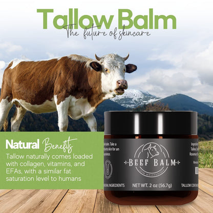 Beef Tallow Balm - Beef Tallow for Skin Care, Tallow Moisturizer, Face Cream, Lo