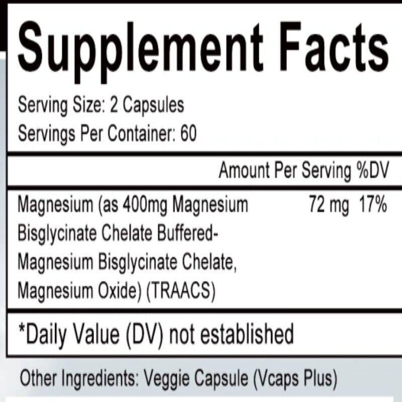 Magnesium Bisglycinate - Maximum Absorption - Promotes Muscle & Joint Health