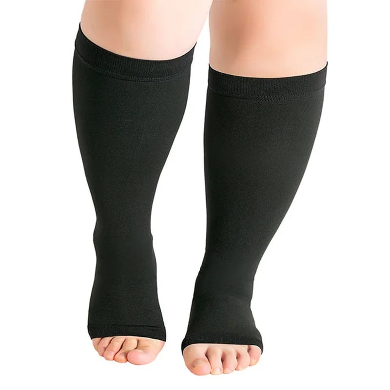 Compression Socks Women Men Diabetic Circulation Open Toe Knee High Calf 