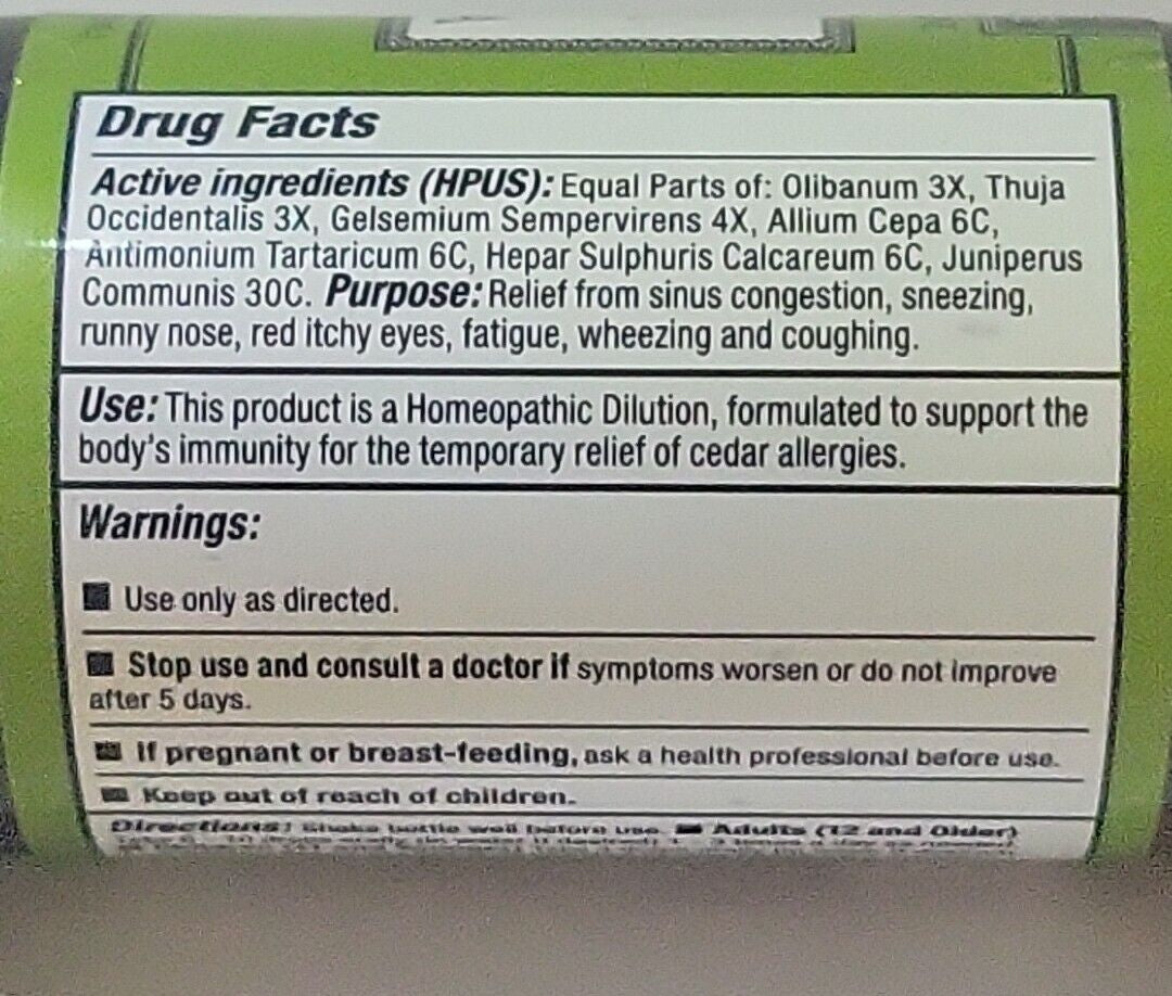 Integrative Healing Institute Homeopathic Cedar X® Formula (2 Fl Oz) Made in USA