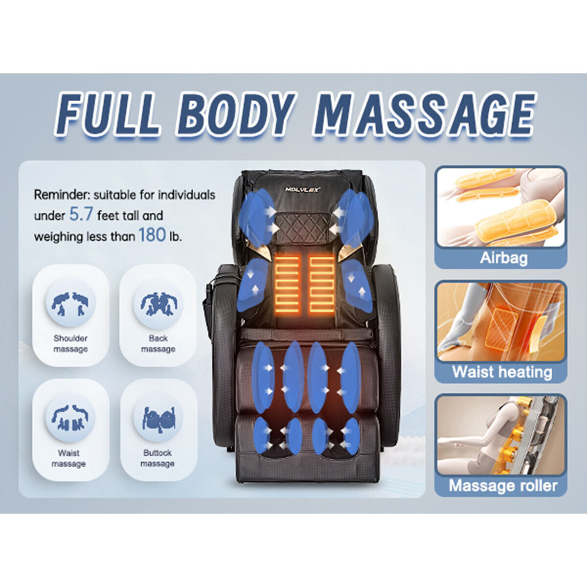 Massage Chair Recliner with Zero Gravity with Full Body Air Pressure for Home