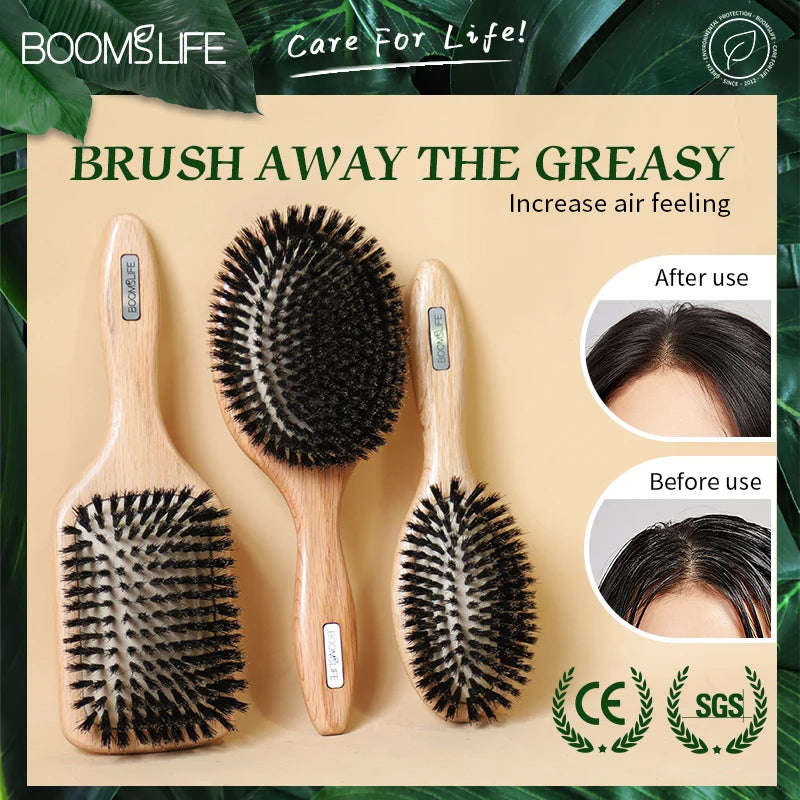 Boar Bristle High Quality Hair Brush (Oval, Paddle or Round)