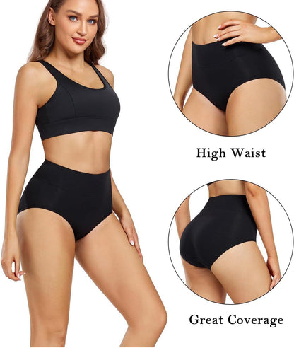 Wirarpa Women'S Cotton Underwear High Waisted Ladies Panties Full Coverage Brief