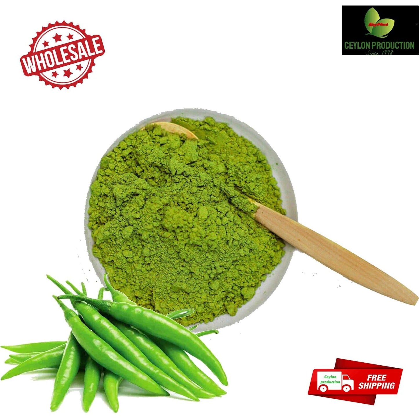 Dried Green Organic Chili Pepper Ground Powder Very Hot Heat Pure Natural Good