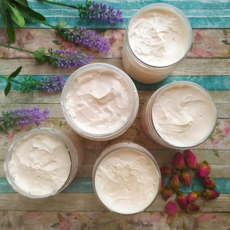 Natural Handmade Body Care Cream Shea Butter with Lavender and Aroma Damask Rose