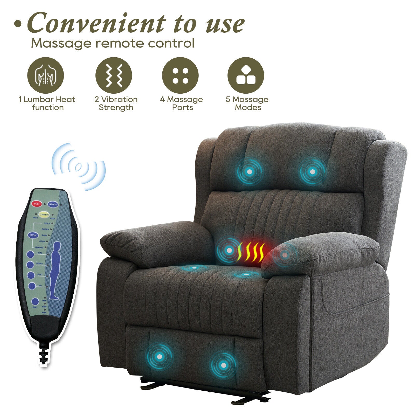 Electric Power Recliner Chair with Massage and Heat, Electric Recliner Chairs