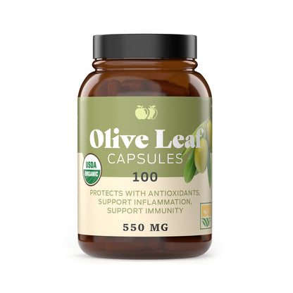 Organic Olive Leaf Capsules - 550Mg, 100 Count, 1100Mg per Serving