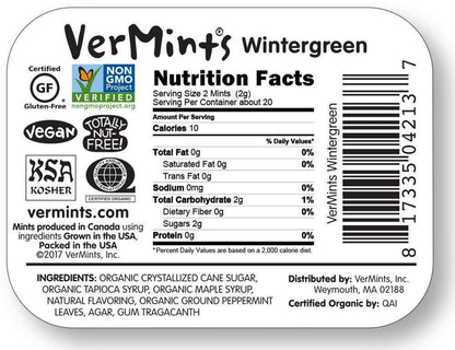 Vermints Organic Cinnamon Mints, 1.41Oz Tins (Pack of 6)