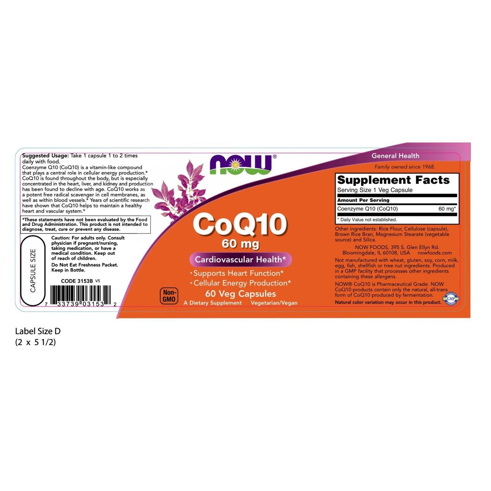 NOW Foods Coq10, 60 Mg, 60 Veg Capsules