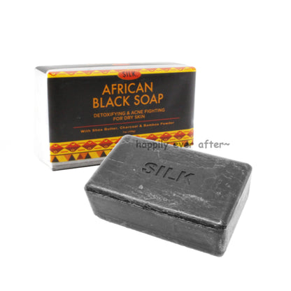 2 PC Silk African Black Soap for Face & Body, Detoxifying, Acne, Dry Skin Eczema