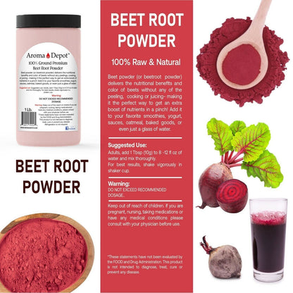 1 Lb Beet Root Powder (Beta Vulgaris) Raw & Non-Gmo Super Food Raíz De Remolacha