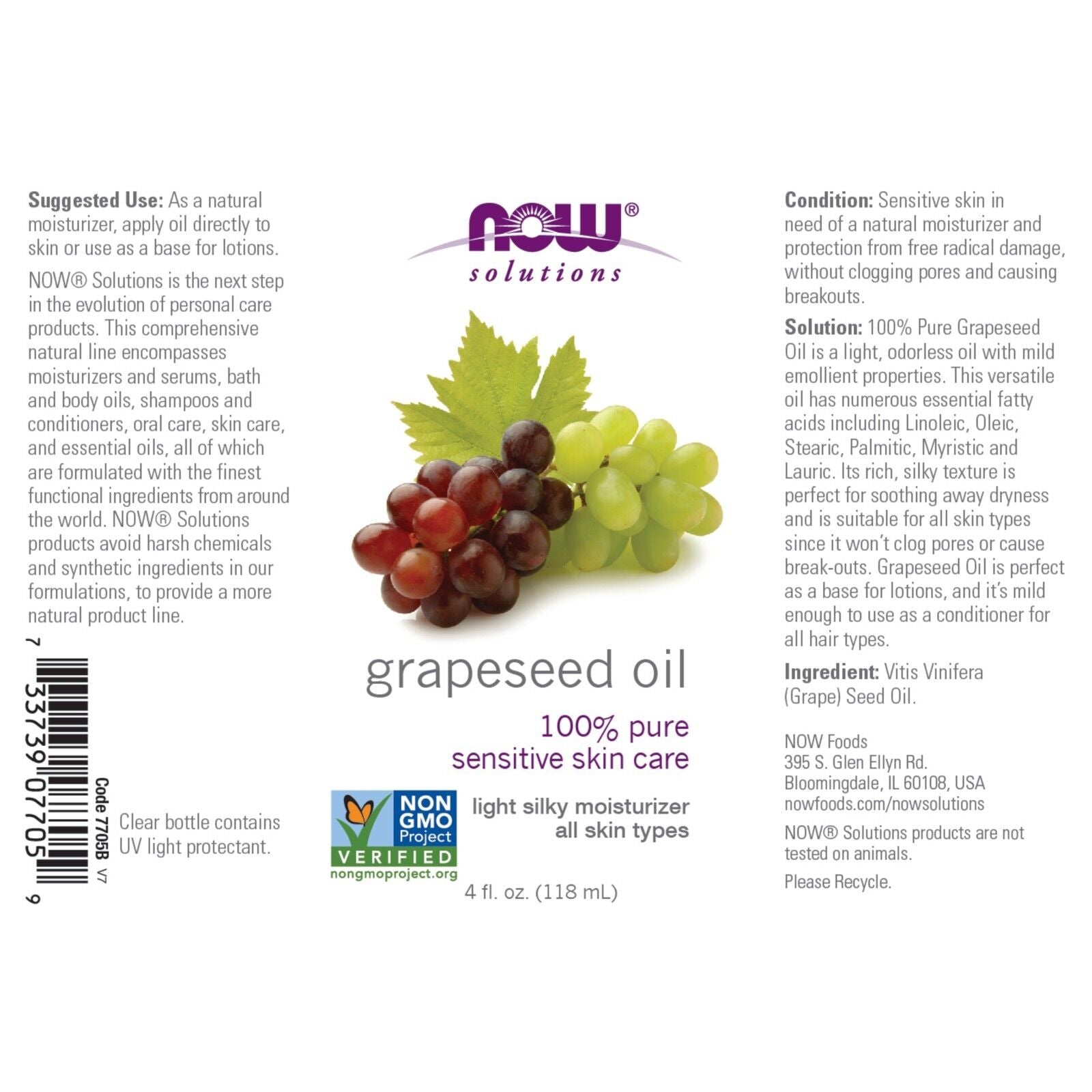 NOW Foods Grapeseed Oil, 4 Fl. Oz.