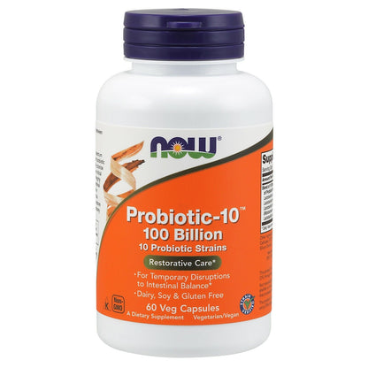 NOW Foods Probiotic-10, 100 Billion, 60 Veg Capsules