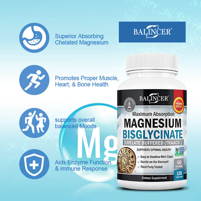 Magnesium Bisglycinate - Maximum Absorption - Promotes Muscle & Joint Health